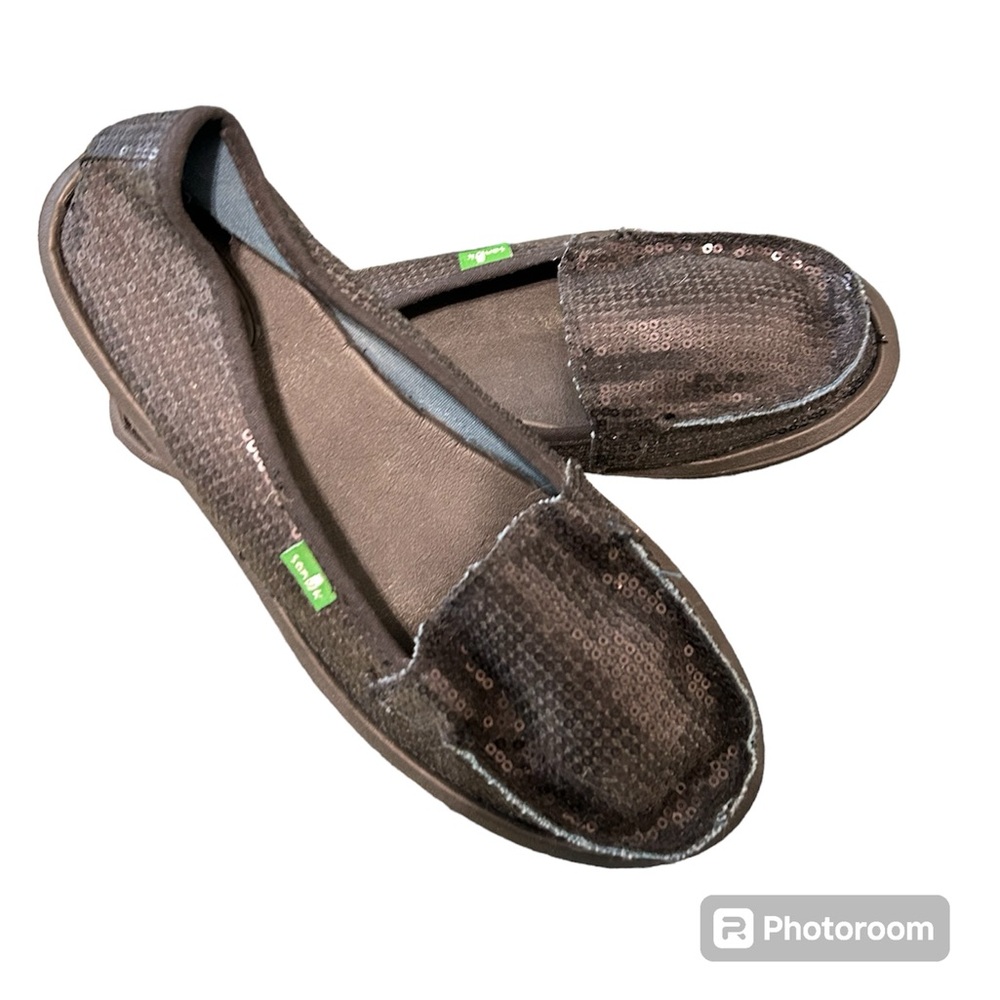 Sanuk Black Sequin Sidewalk Surfers 8